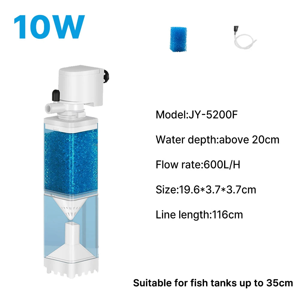 Aquarium Filter Pump Fish Tank Submersible Silent Air Oxygen Aerator Internal Water Pump Aquarium Air Pump Wave Maker 220v