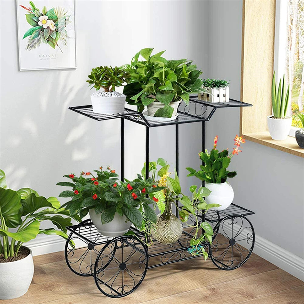 Large Metal Plant Stand Indoor 6 Tier Garden Cart Plant Holder Wrought Iron Display Shelf Rack Outdoor Decor