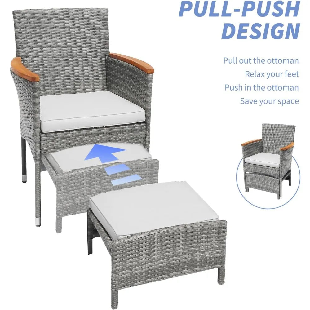 ANGDUO Outdoor Patio Furniture Set With Table And Ottomans