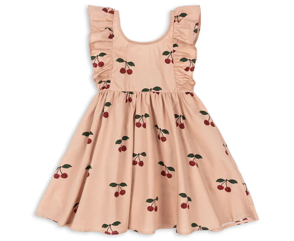 KS Cherry Girls Lace Puffed Sleeve Tank Dress and Shorts Set Spring Summer 2025 New Style