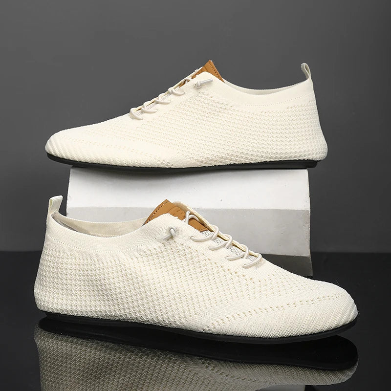 MAEDEF Men Shoes Mesh Breathable House Slippers Thin Bottom Light Comfortable Solid Color Flat Casual Walking Shoes