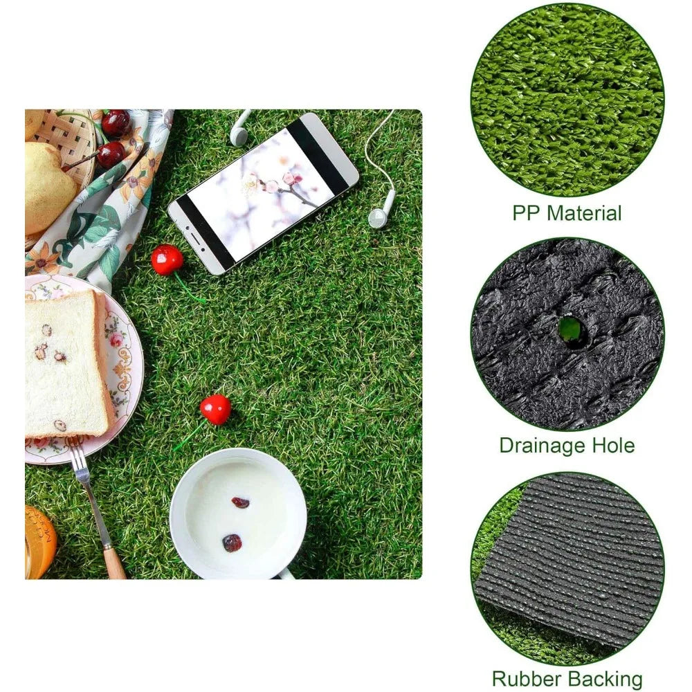 4PCS 65x3 Ft Artificial Turf Grass Rug Indoor Outdoor Event Balcony Deck Patio Decor Gym Astro Fake Lawn Mat