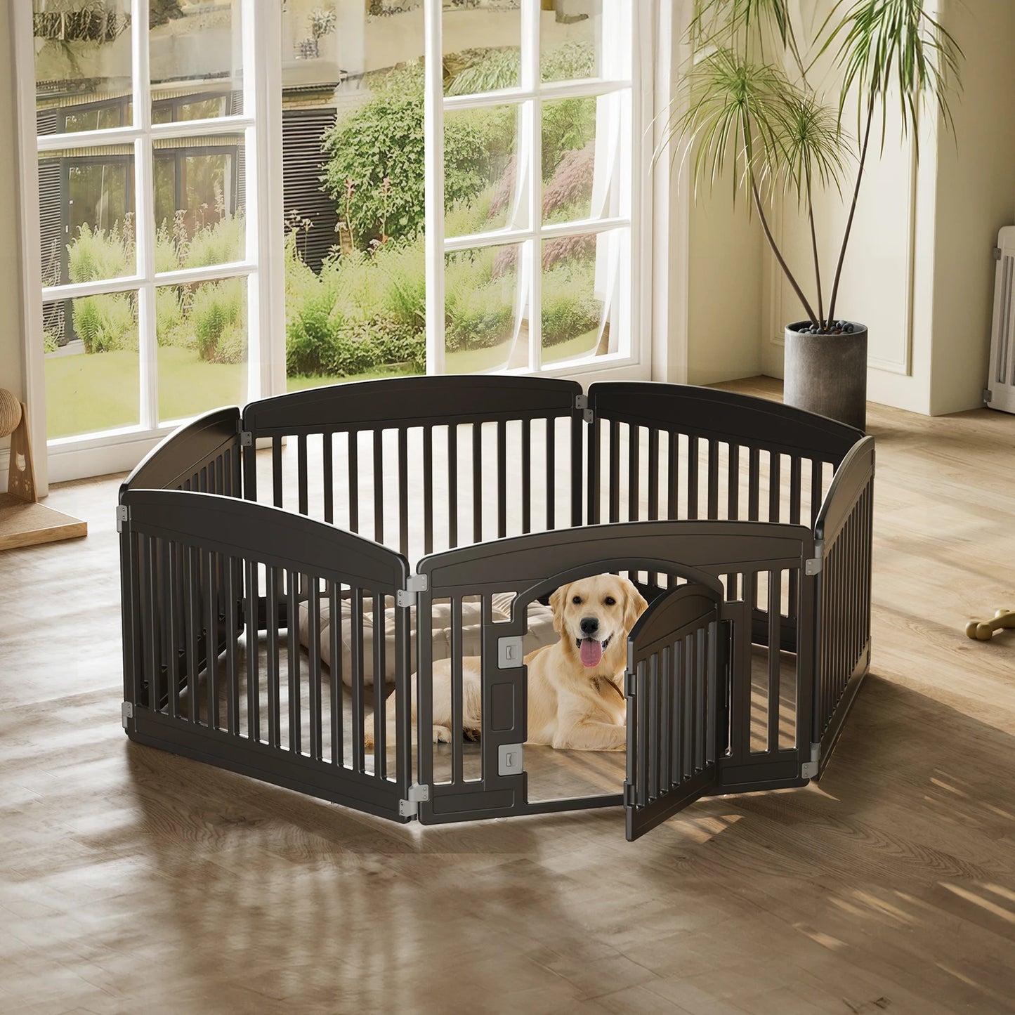 JHK Plastic Dog Playpen 6 Panel 24IN Expandable Durable Pet Fence for Medium Dogs Indoor Outdoor Folding Portable Puppy Playpen