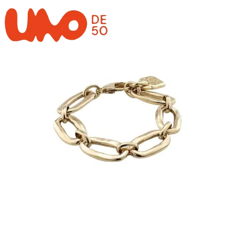 UNOde50 Silver Plated S925 And Gold Plated 14K Fashionable Chain Link Bracelet for Women