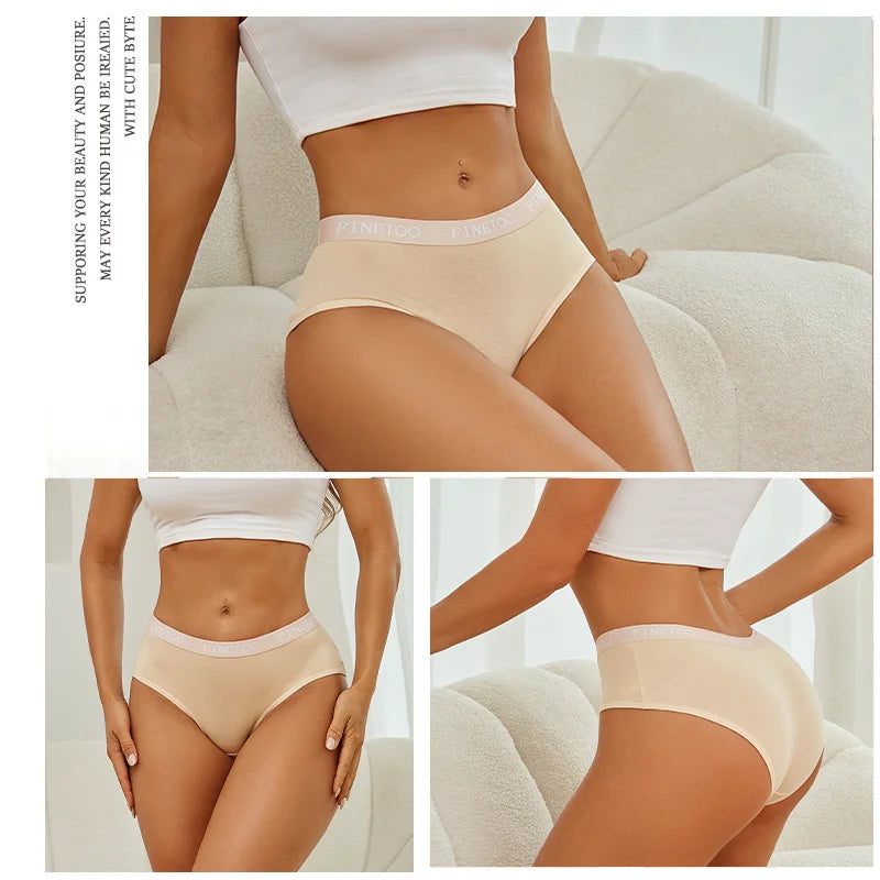 5 Pcs Set Women Cotton Mid Rise Sexy Seamless Panties Solid Color Bikini Underwear S-XL Intimates Briefs