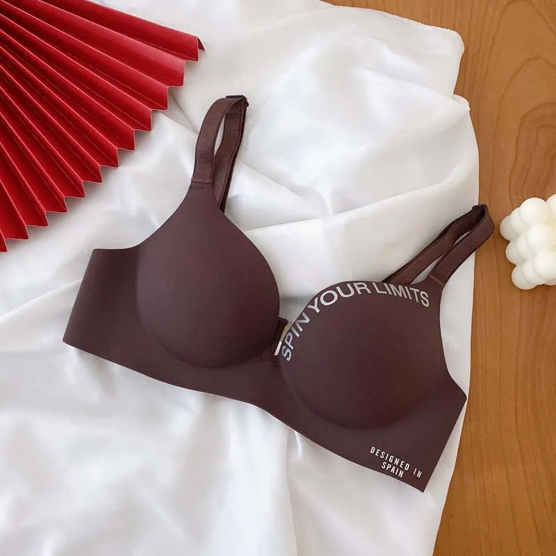 Summer Thin One Piece Seamless British Letter Bra No Wire Adjustable Underwear for Women