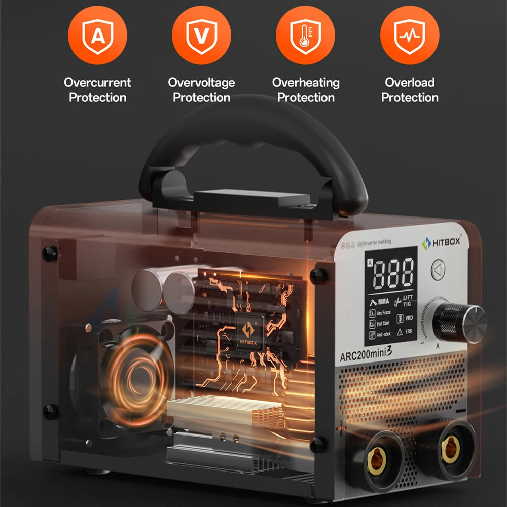 HITBOX ARC200 2 in 1 Stick Welder MMA/Lift TIG Hot Start/Arc Force Mini Home DIY Welding Machine Professional Use 110V US Plug