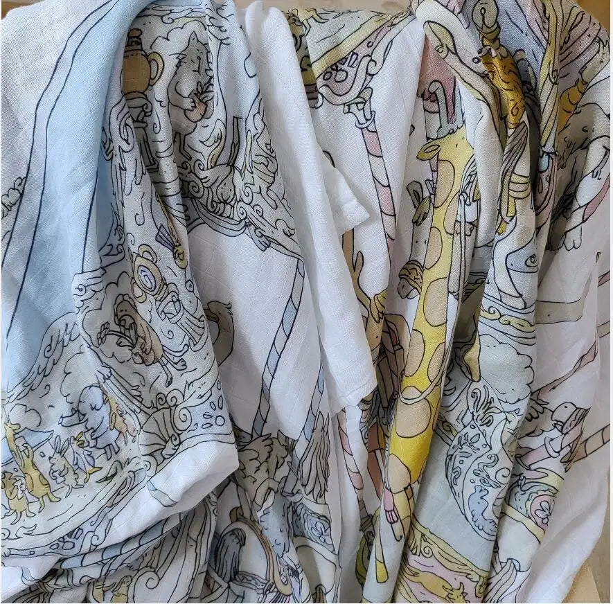 Custom Organic Cotton Baby Blanket 70 Percent Bamboo 30 Percent Cotton Newborn Swaddle Muslin Blanket Paris Design
