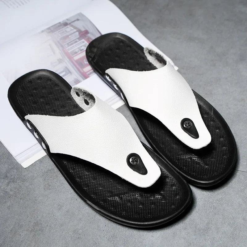 MaeDef 2024 Summer Men's Slippers Outdoor Beach Soft Comfortable Slip On High Quality Non Slip Flip Flops Travel Sandal