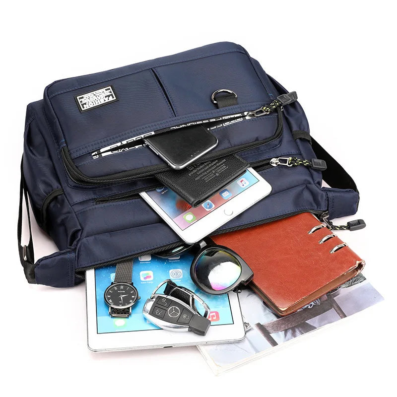 Design Oxford Shoulder Bag Large Capacity Men's Casual Multi Layer Pocket Fashion Crossbody Luxury Messenger Bag