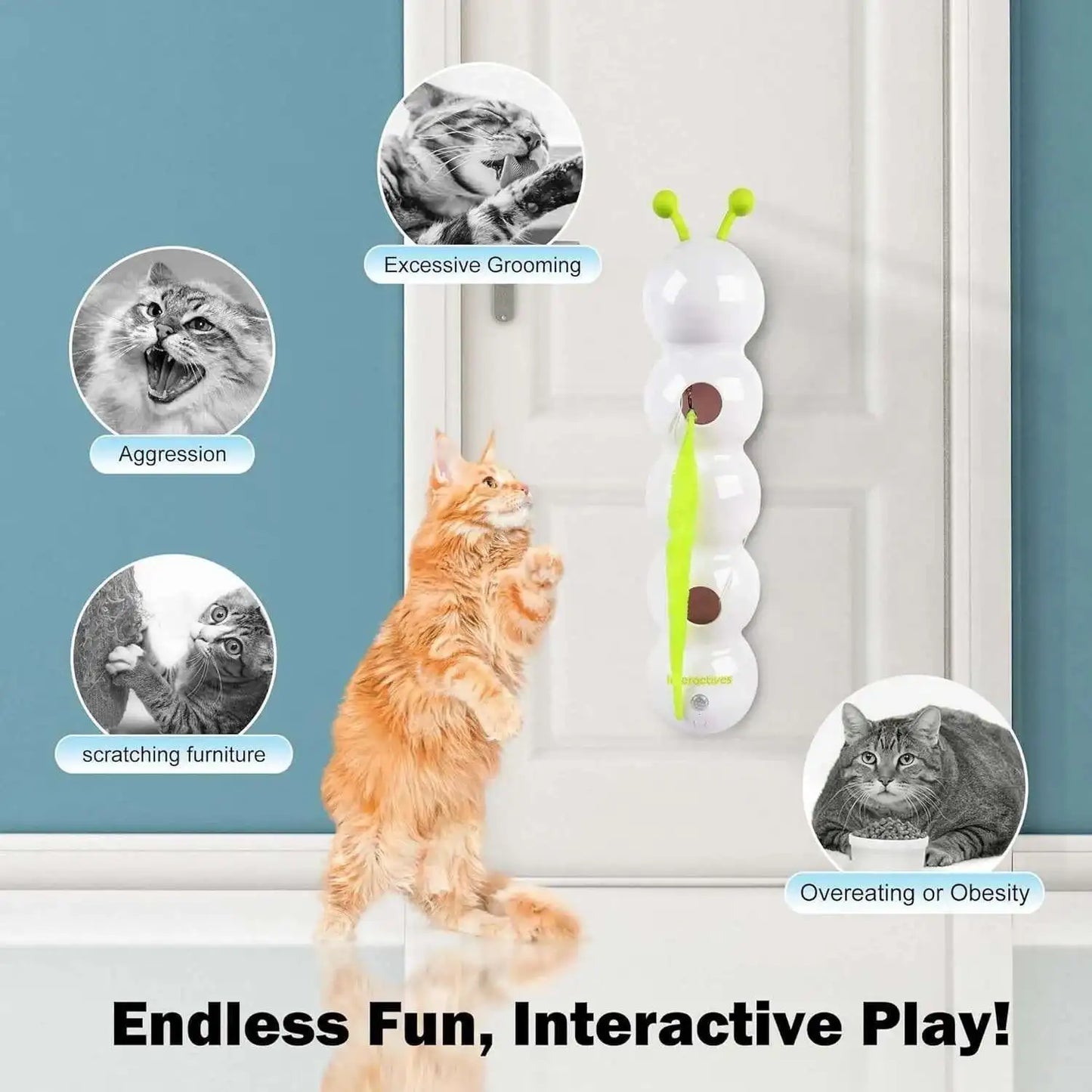 Interactive Cat Toy Intelligent Motion Activated Wack A Worm Post Toy Automatic Tail Teaser