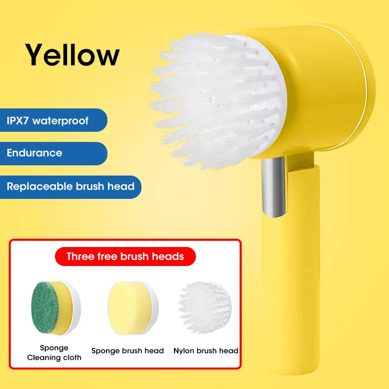 Electric Spin Scrubber Bathroom Cordless Cleaning Brush with 5 Replaceable Brush Heads