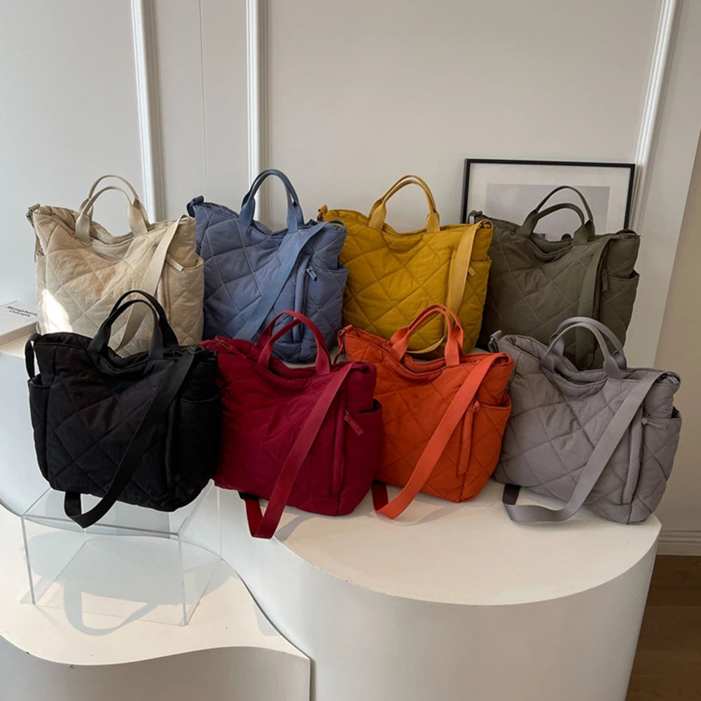 Women Quilted Tote Bag Lightweight Puffer Hobo Handbag Large Capacity Padded Shoulder Bag Satchel Travel Bag Commuting Bag