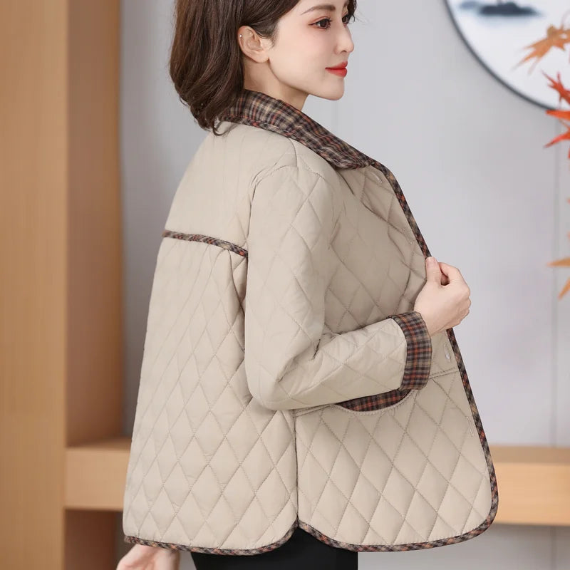 Women's Warm Collar Wool Jacket Autumn Winter Cardigan 2025 Middle-aged Elderly Tops Casual Plus Size Wool