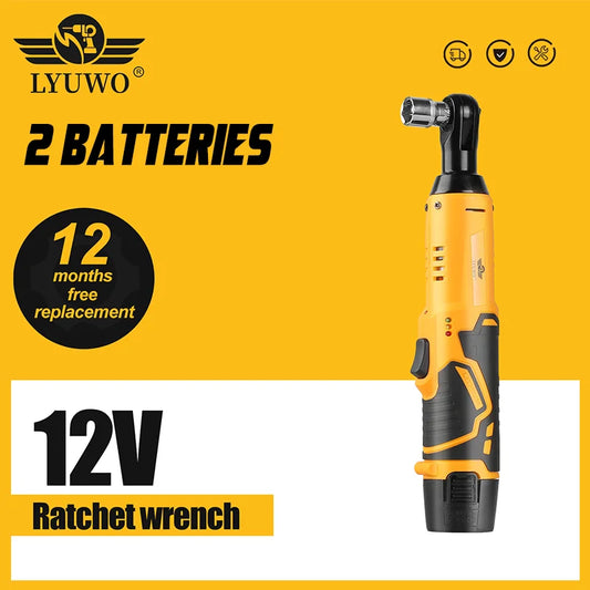 Lyuwo 12V 3/8 Rechargeable Electric Ratchet Set Angle Drill Screwdriver Automobile Maintenance Tool