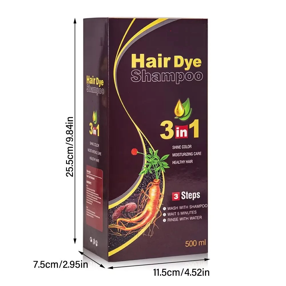 30ml 500ml 3-in-1 Quick Hair Dye Shampoo Natural Black Herbal Hair Dye Moisturizing Mild Hair Dye Conditioner Hair Care Products