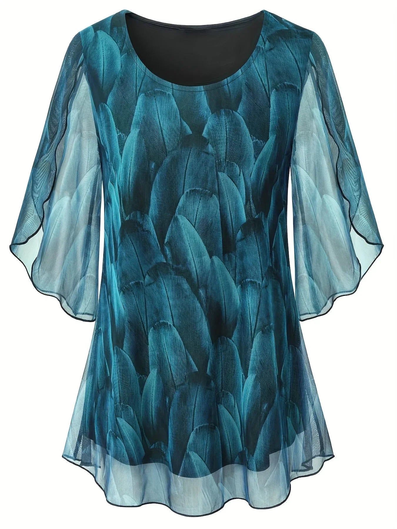Women's Plus Size 1XL to 5XL Fashion Loose Elegant Print Blouse Casual O Neck Half Sleeve Boho Shirt Top