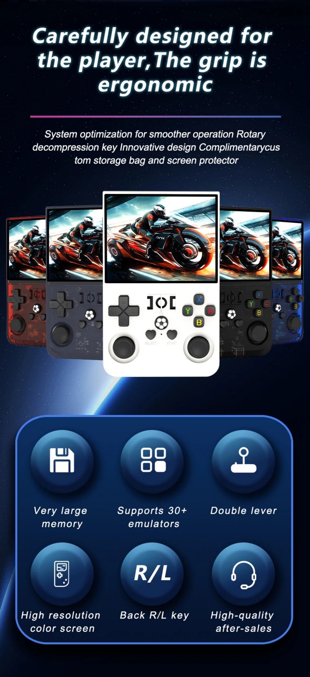 Open Source R36 Pro Retro Handheld Video Game Console with 22000 Games and 35 Inch IPS Screen