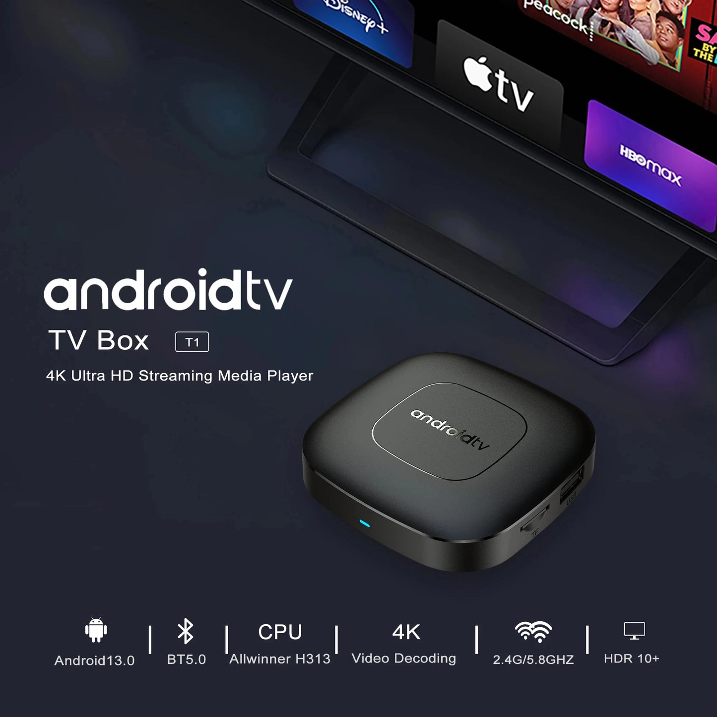 Smart Home Theater TV Box Android 13 Allwinner H313 Google Assistant Netflix Streaming Bluetooth Media Player 2.4G 5G Wifi