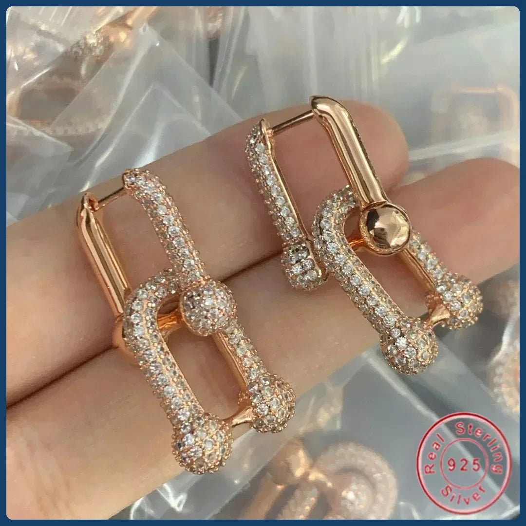 New Arrival S925 Sterling Silver Classic Letter T Bracelet and Necklace Set Retro Horseshoe Design High End Women's Jewelry