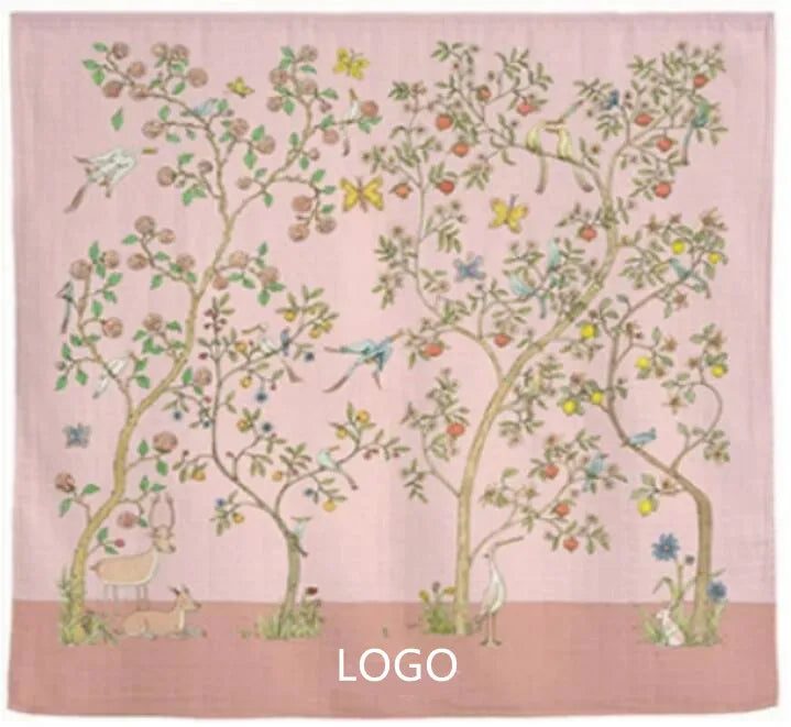 Custom Organic Cotton Baby Blanket 70 Percent Bamboo 30 Percent Cotton Newborn Swaddle Muslin Blanket Paris Design
