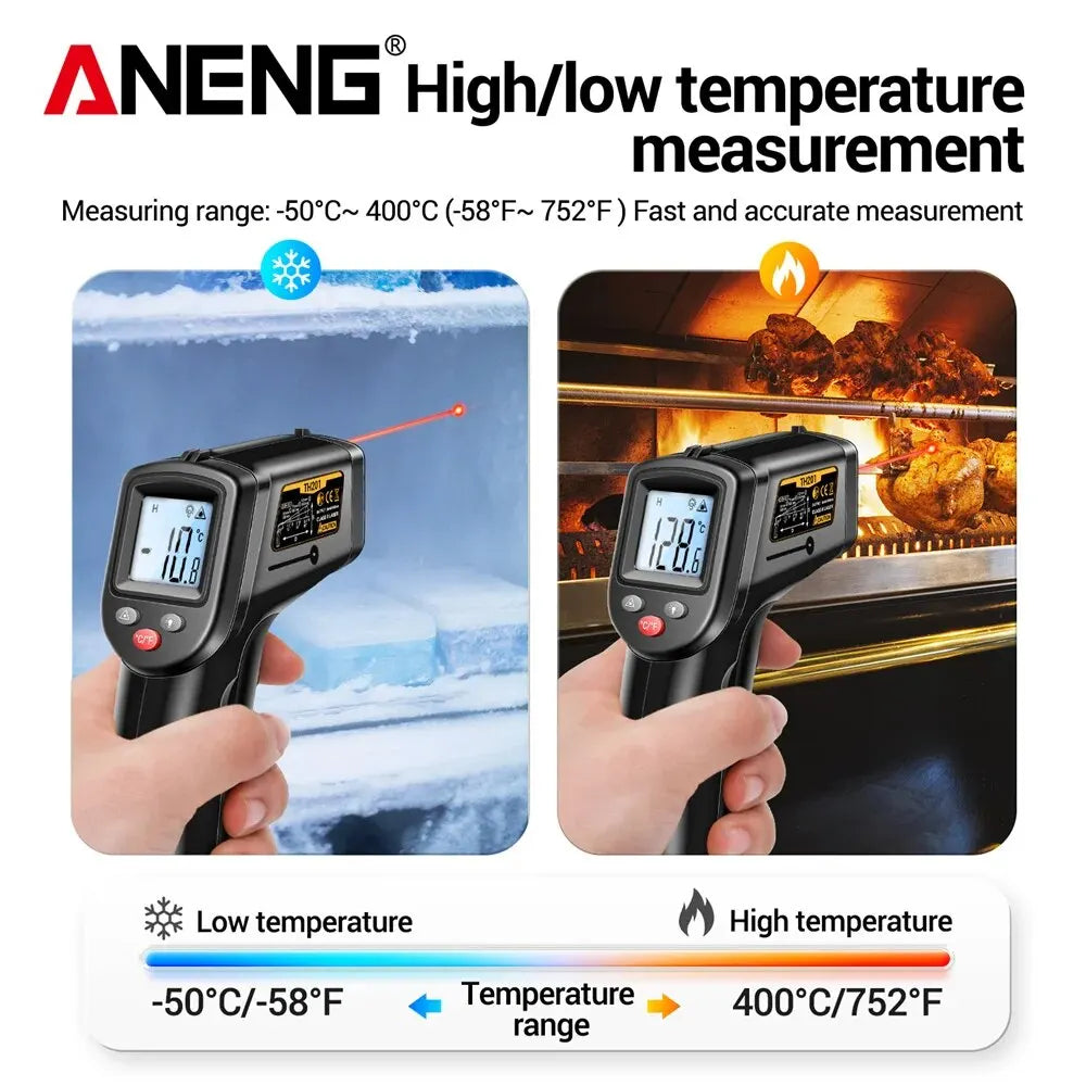 ANENG TH201 Digital Infrared Thermometer Non Contact Temperature Measuring Gun Hygrometer Highly Sensitive