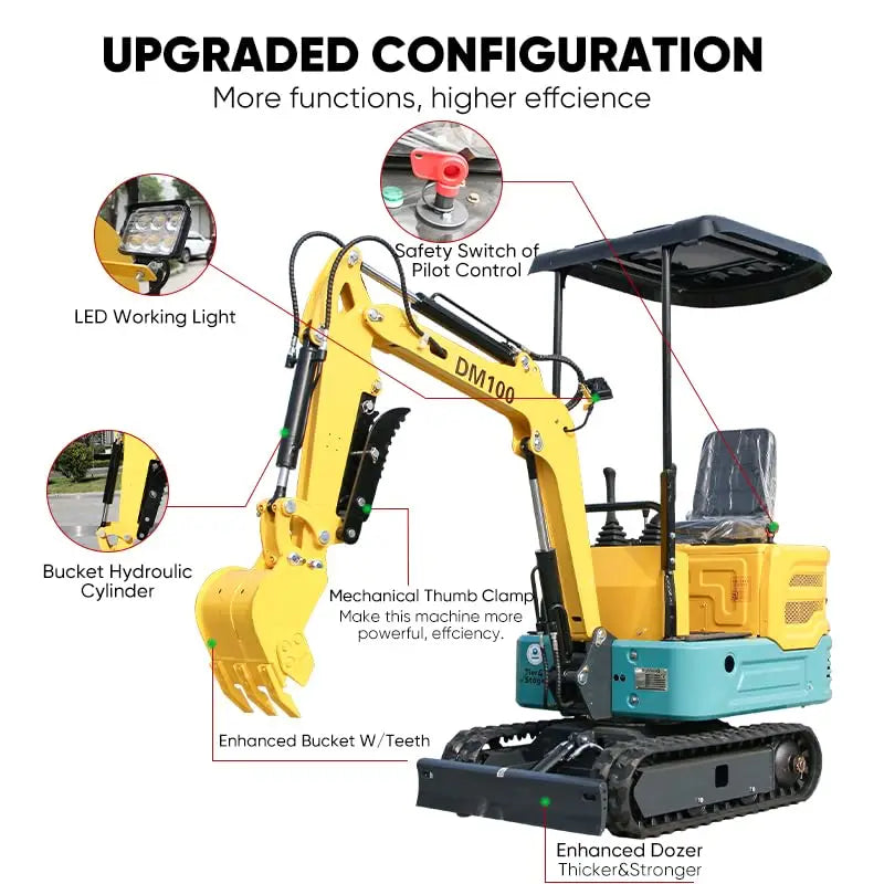 Mini Excavator 13 5HP Trench Digger with Thumb Clamp