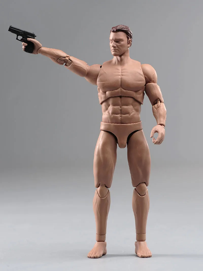 Ant AM116 1/12 Scale Male Muscle Action Figure Flexible Joint Strong Body Model with Head Hands Gun and Shoes