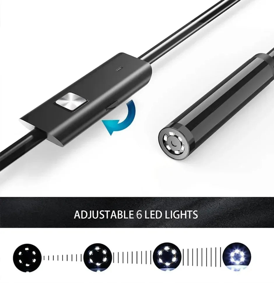 7 Millimeter Type C Endoscope Camera IP67 Waterproof Six LEDs Adjustable USB Android Flexible Inspection Borescope Cameras for Phone and PC