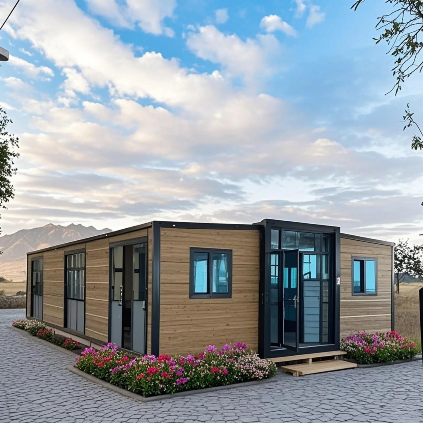 40FT Prefabricated Container Home 2-5 Bedroom Modular Prefab Tiny Home Folding Expandable Container House with Bathroom Kitchen