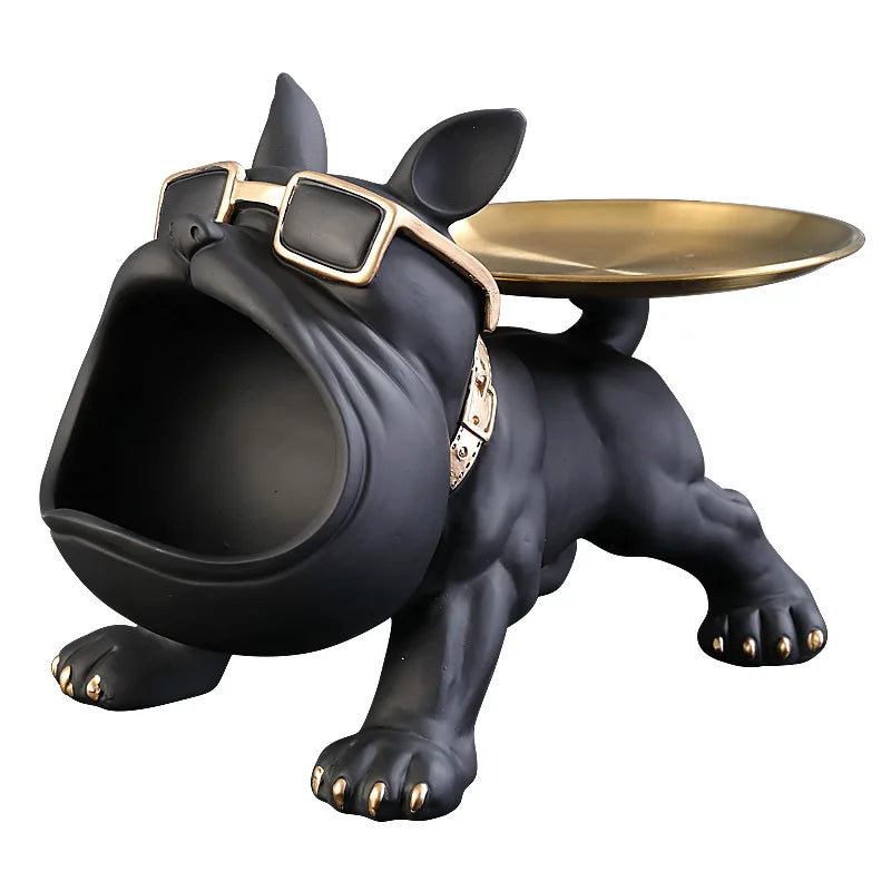 30cm Bulldog Figurine Dog Statue Storage Box Resin Craft Art Sculpture Home Decor Puppy Ornament