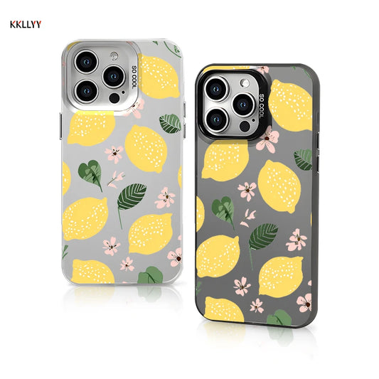 Liquid Silicone Phone Case for iPhone 16E 15 14 13 Pro Max 18 XR Printed Cover Shockproof Lemon Holiday Gifts