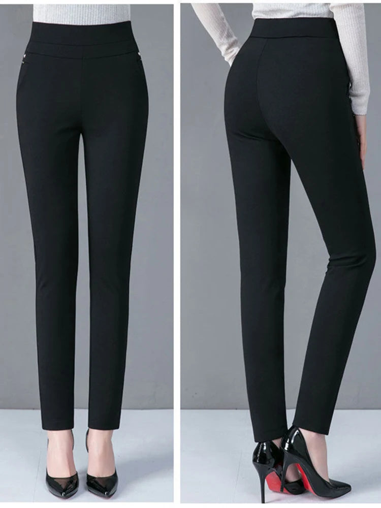 Thin and Thick Warm Winter Pencil Pants for Women Plush Stretch Lady OL Skinny Trousers Female Slim Fit Leggings