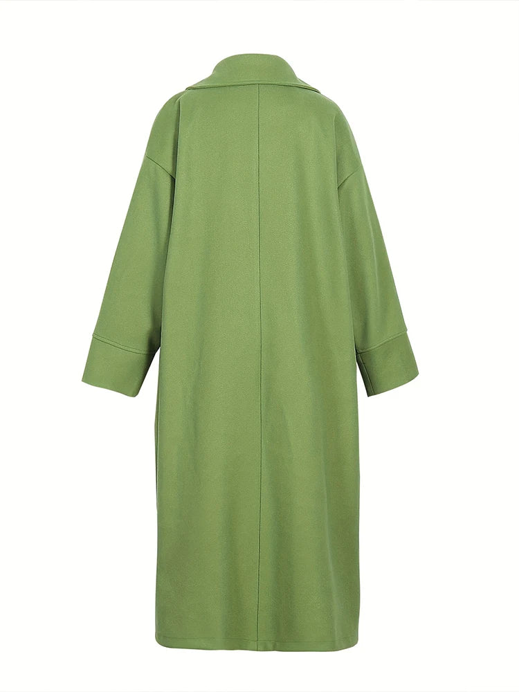 plus Size Double-Breasted Collar Coat Elegant Warm Solid Long-Sleeved Medium-Length Autumn Winter New Fashion for Women