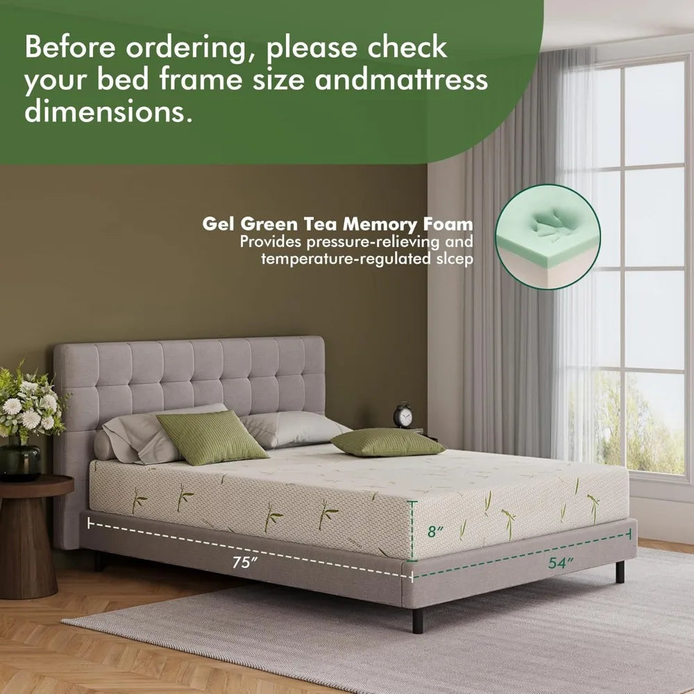 8 Inch Gel Memory Foam Mattress Medium Firm CertiPUR US Certified Mattress in Box