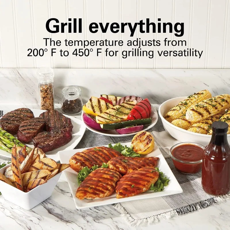 Electric Indoor Searing Grill with Viewing Window and Adjustable Temperature Control to 450F 118 sq in Surface Serves