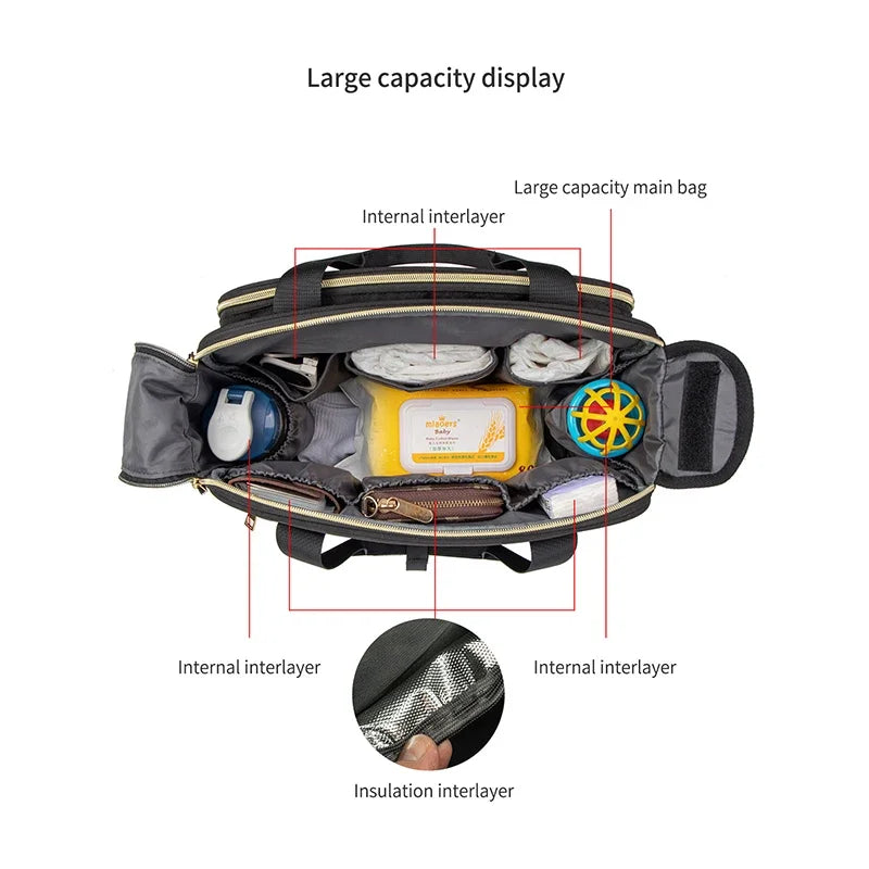 Multifunctional Maternity Stroller Diaper Bag Waterproof