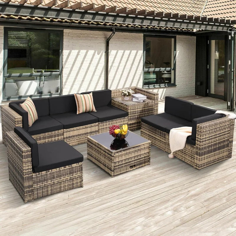 XMSJ 8 Piece Outdoor Wicker Rattan Patio Sectional Set