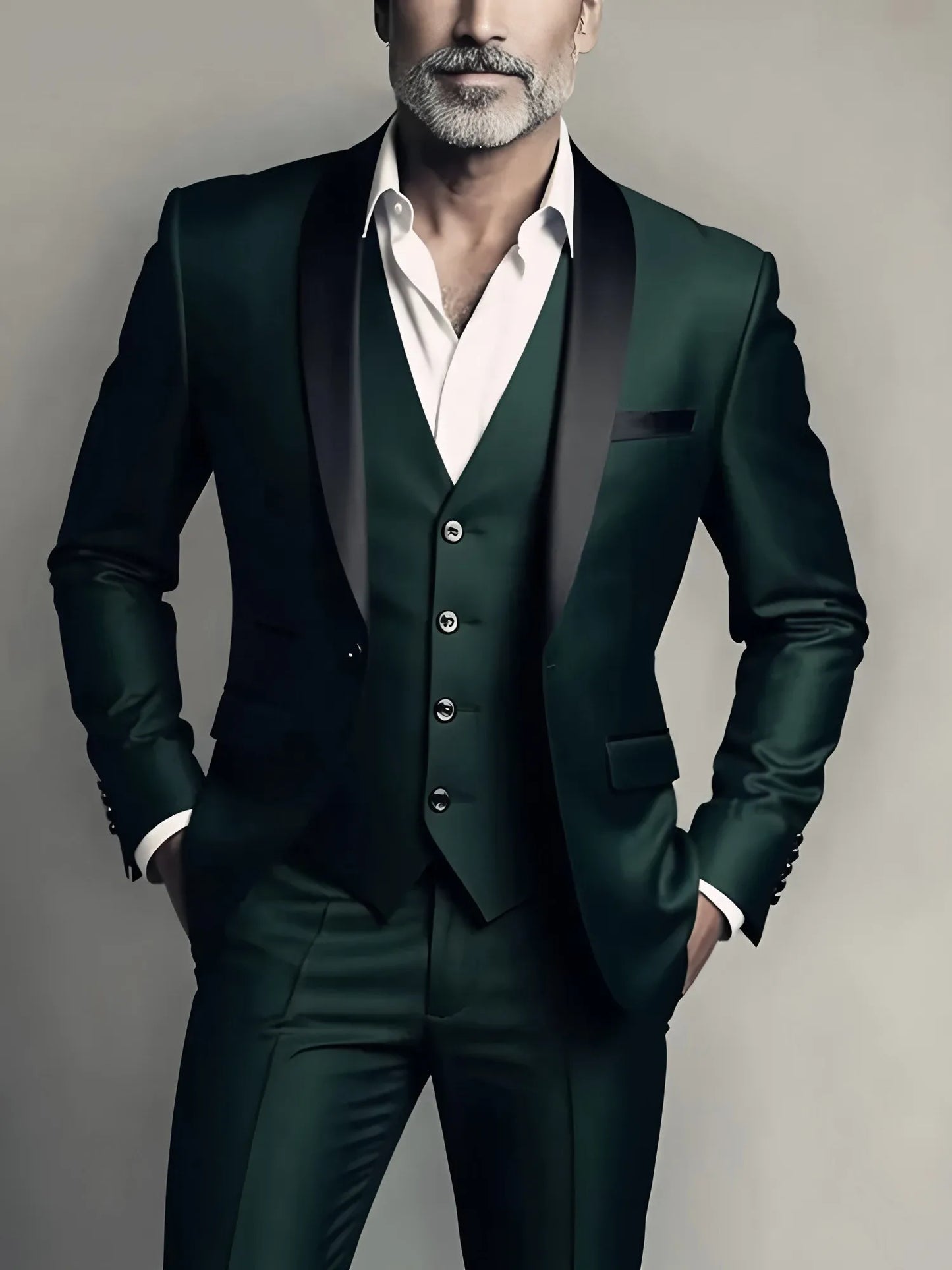 Jacket Vest Pants Solid Color Men's Formal Business Office Suit Groom Wedding Dress Party Blazer Waistcoat Trousers Tuxedo