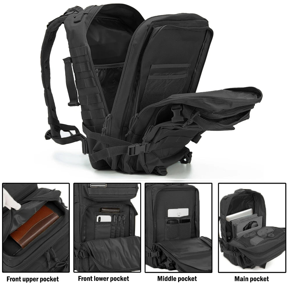QTQY 30L 50L Tactical Backpack for Men Travel Survival Outdoor 3P Assault Pack EDC Molle Hiking Trekking Hunting Bag