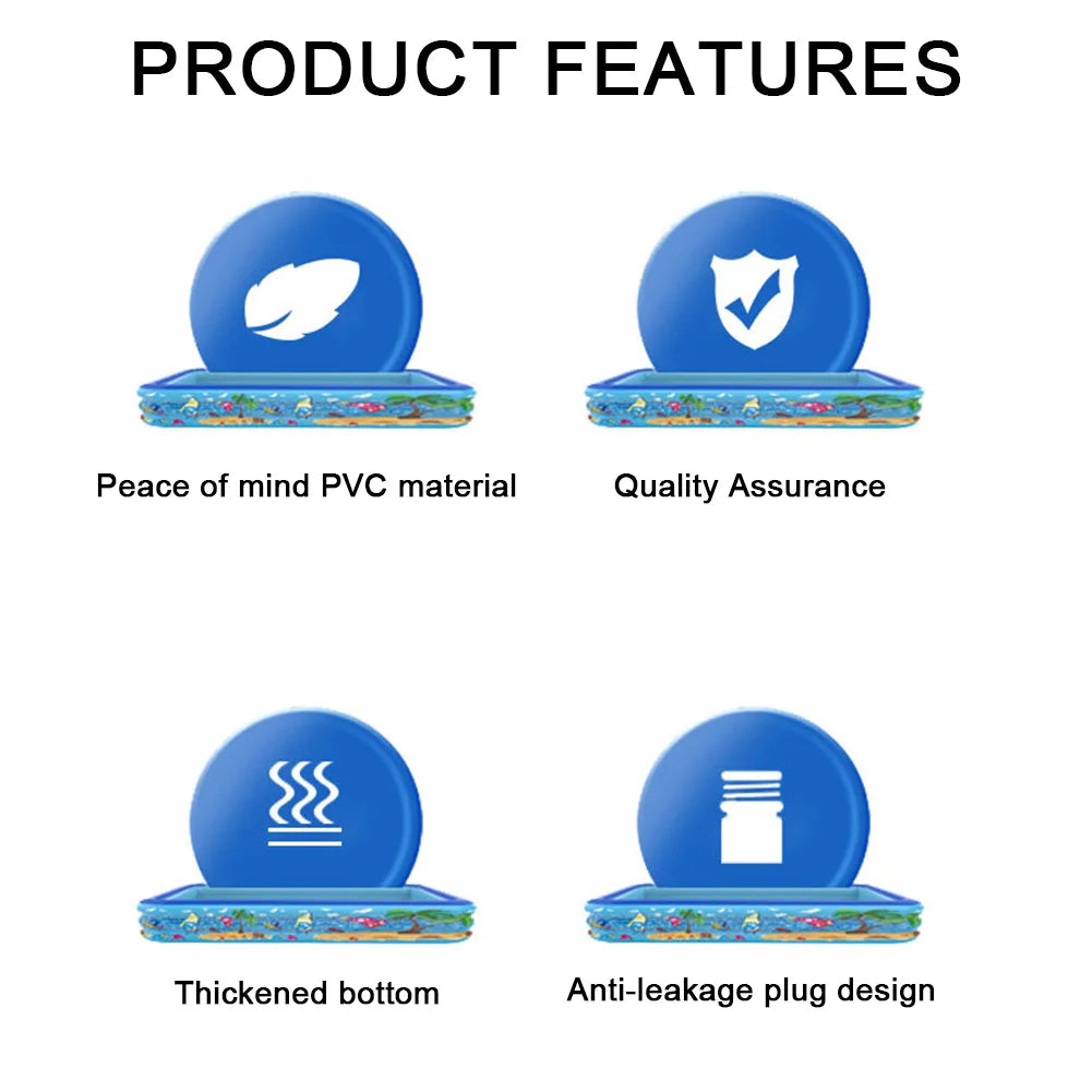 Inflatable Swimming Pool Cartoon Pattern Framed Swimming Pool Baby Bath Bathtub for Summer Outdoor Indoor