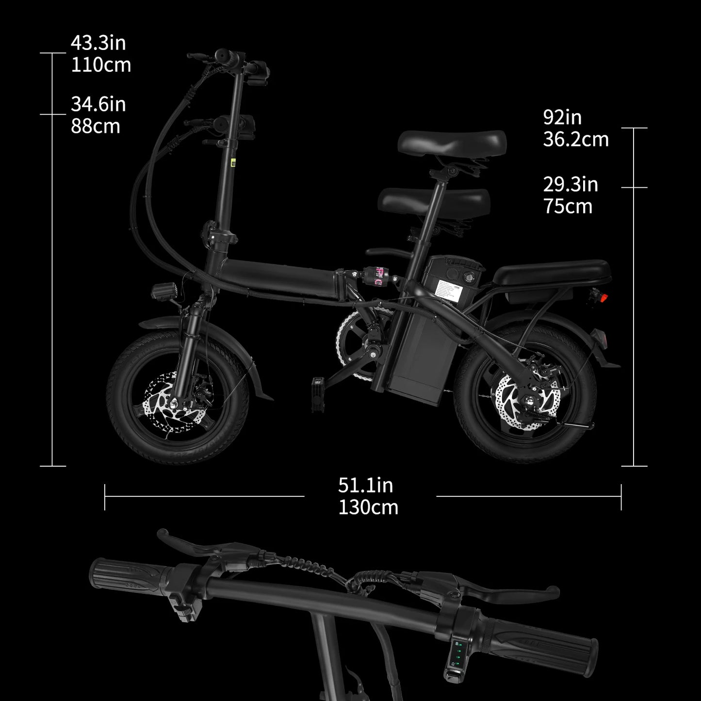 Adult Folding Electric Bicycle with 400W High Speed Motor and 48V Detachable Battery 14 Inch Double Brake Design
