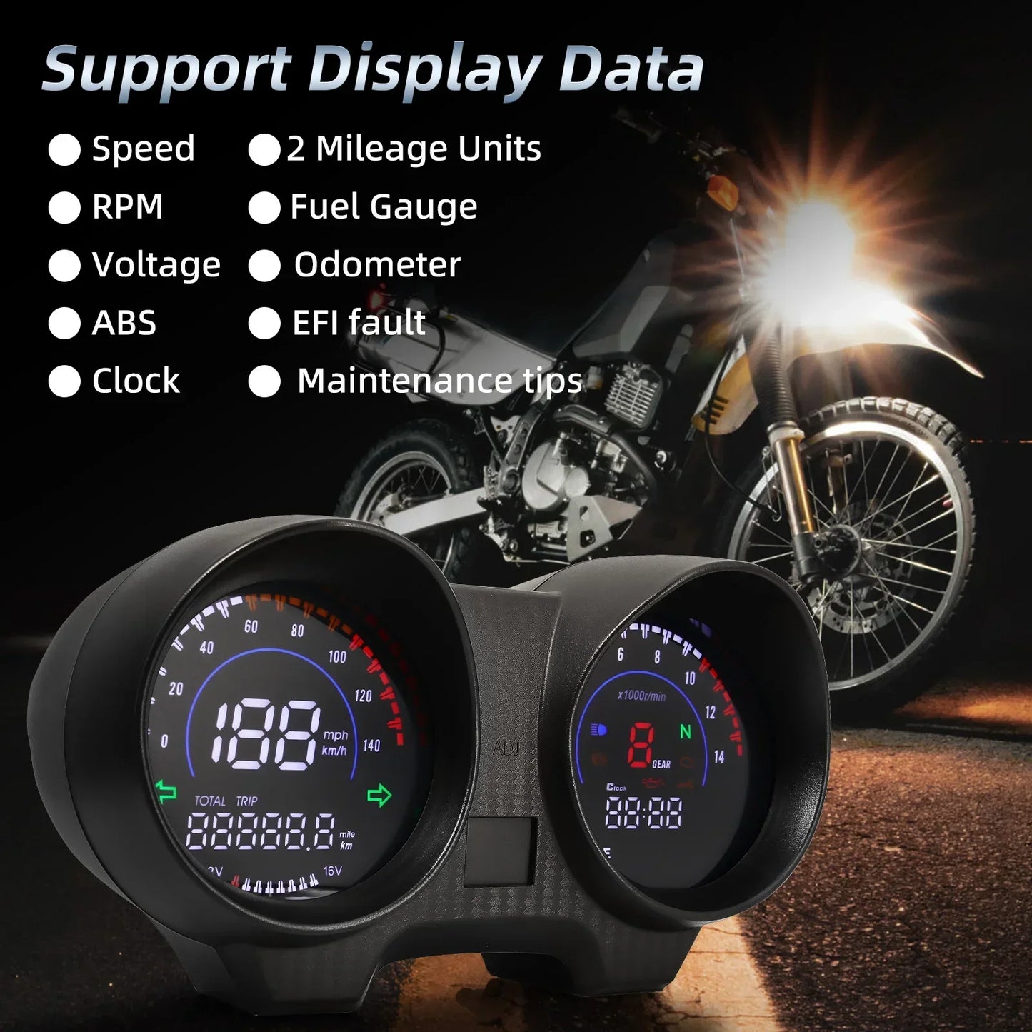 Motorcycle RPM Meter Speedometer Digital Dashboard Tachometer Odometer Fuel Meter Voltmeter for Titan 150 Honda CG150 Fan150