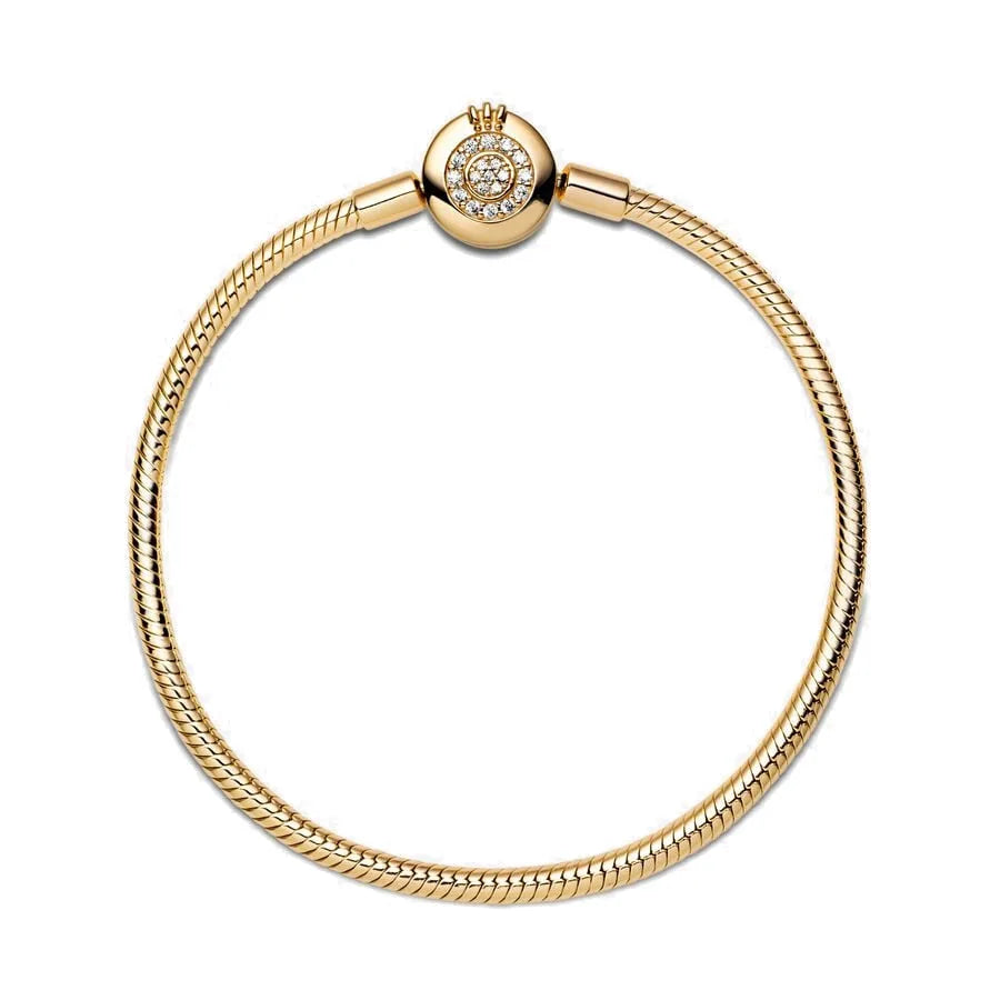 2025 New Creative Pop Sparkling Crown Snake Chain Bracelet for Pandora DIY Women's Exquisite High Quality Jewelry Gifts