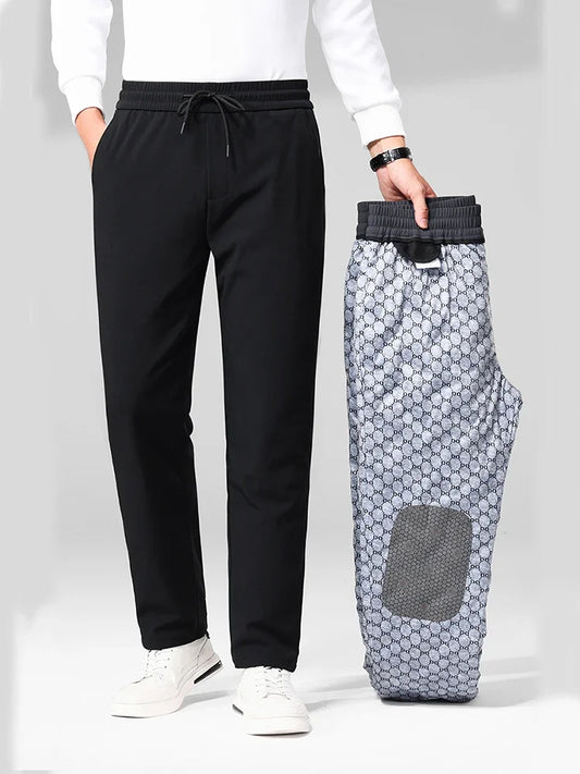 Men's Goose Down Pants 2025 Winter Elastic Waist Outer Wear Cold-proof Casual Down Pants New Thickened Warm Straight Pants