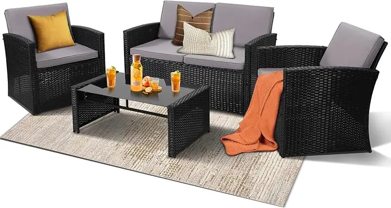 XMSJ 8 Piece Outdoor Wicker Rattan Patio Sectional Set