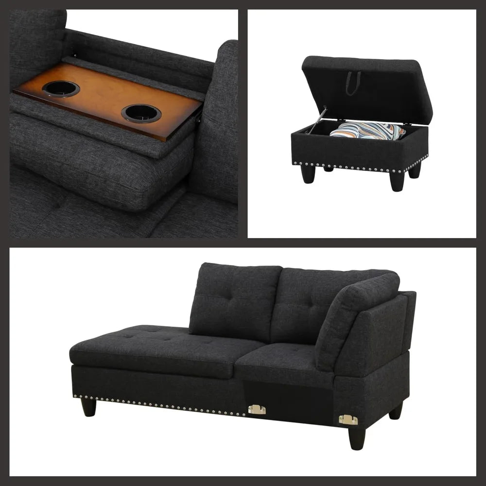 HUANHUICN L Shaped Modular Sectional Sofa With Storage