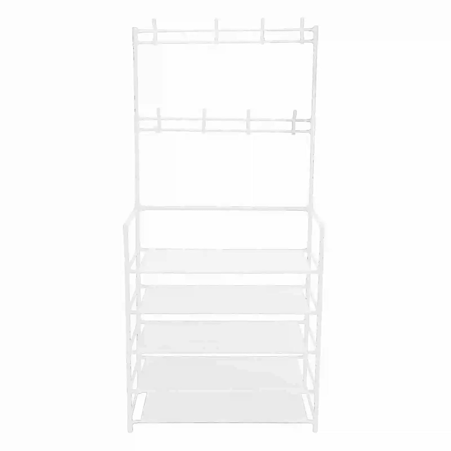 Coat Rack Stand 2 In 1 Entryway Clothes Hanging Organizer Metal Stable Load Bearing with Hooks for Entrance Hall Bedroom Office