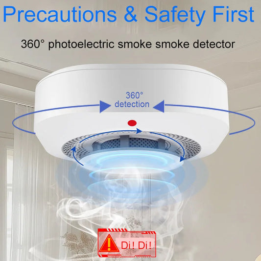 Smart Smoke Detector Fire Alarm with App Real Time Alerts Wireless Smoke Sensor Works with Tuya Smart Life App for Home Security