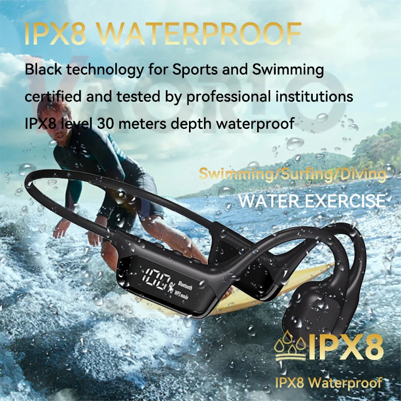 Bone Conduction Headphones Bluetooth 5.4 Wireless Earphones IPX8 Waterproof for Swimming Sports with 32G RAM Support MP3 Player